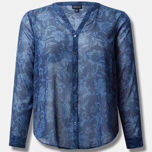 Torrid Chiffon Pullover Long Sleeve Blouse